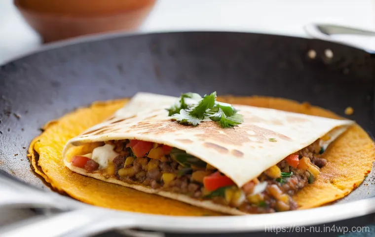 멕시코식 퀘사디아 요리법 - **"Quesadilla Bar Feast: A vibrant and inviting 'quesadilla bar' setup in a brightly lit, modern kit...