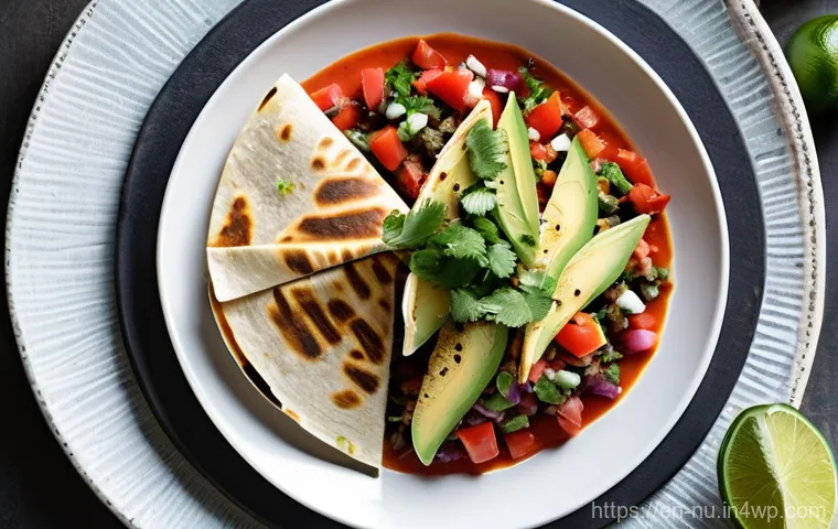 멕시코식 퀘사디아 요리법 - **"Sizzling Skillet Perfection: A close-up, mouth-watering shot of a quesadilla achieving crispy, go...